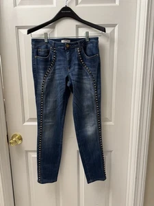 Versace Collection Damenjeans goldverziert marineblau Seitenstreifen Größe 28 - Bild 1 von 7