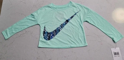 Nike Girls Iconclash Long Sleeve Tee Mint Foam 26K184-E6D Size 4 - Image 1 of 4