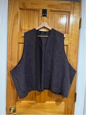Women’s Eskandar Purple Quiet Luxury Textured Oversize Wool Lagenlook Open Vest - Image 1 of 4