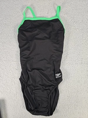 Traje de baño Speedo para mujer 10/36 Flyback de una pieza negro y verde brillante caja dañada Foto 1 de 4