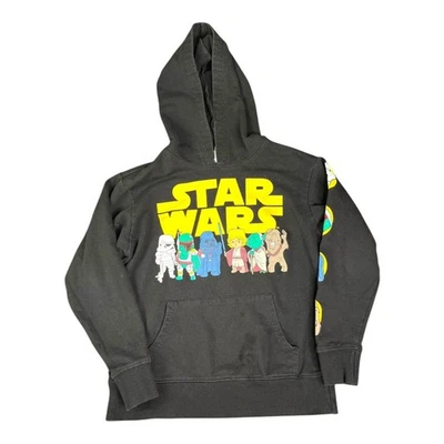 Star Wars Hoodie Graphic Black Vader Luke Yoda Boba Fett Chewie. Sz Sm Youth EUC - Image 1 of 4