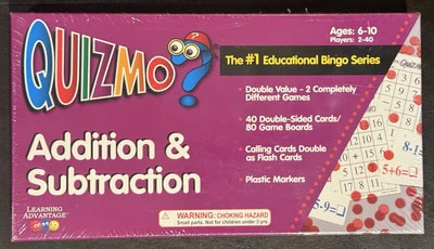 QUIZMO Addition & Subtraction Educational Bingo Game Flash Cards Learning - Image 1 of 3