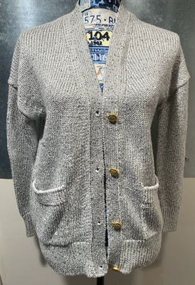 J. Cardigã feminino Crew cintilante mistura de algodão tamanho XXS novo com etiquetas cinza/prata estilo BS951 - Imagem 1 de 4