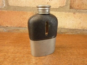 A Nice Vintage small Hawksley Pewter and glass hip flask - Picture 1 of 1