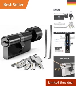 Elegantes Sicherheitszylinderschloss 30/30, Anti-Drilling, 5 Schlüssel Schwarz - Bild 1 von 9