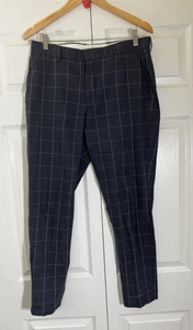 J. Crew Ludlow slim fit Mens navy plaid Dress Pants Size 31/29 cotton blend - Picture 1 of 7