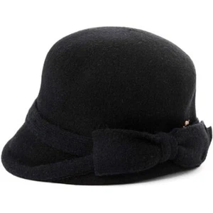 Comhats 1920s Vintage Wool Felt Cloche Bucket Bowler Hat in Black - Picture 1 of 1