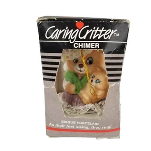 Caring Critter Chimer Mamma Bear Child Christmas Tree Ornament Bisque Porcelain - Picture 1 of 6