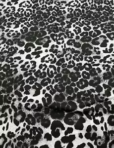 Grey Leopard Print Viscose Elastane Fabric - Picture 1 of 8