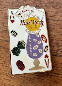 Hard Rock Cafe pin Las Vegas Hotel January Slot Player Hurricane glass card 2008 - Picture 1 of 2