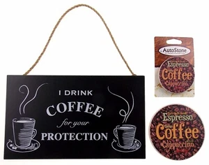 Kitchen Drink Coffee Sign Home Auto Coffee Coaster Xmas Gift Stocking Stuffer - Picture 1 of 3