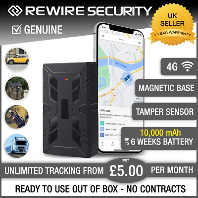 REWIRE SECURITY Tracker GPS magnetico lunga durata della batteria auto furgone rimorchio veicolo spia APP UK