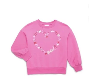 Barbie Hearts Girls Fleece Sweatshirt, Sizes -L(10-12) - Picture 1 of 6