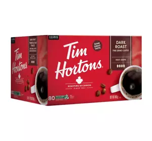 Tim Hortons Coffee K Cups Single Serve Dark Roast 80Count - Canada Fresh - Picture 1 of 1