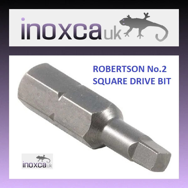 ROBERTSON No. 2 SQUARE DRIVE BIT 25mm LONG NUMBER 2 SQ HEAD DRIVE 1/4" HEX R2 - Image 1 of 1