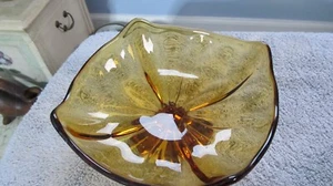 Vintage Viking Amber Glass Co. Brown amber footed Pedistal Centerpiece compote - Picture 1 of 10