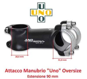 390NR Attacco Manubrio UNO Oversize in Alluminio Nero per bici 20-24-26 Fat Bike - Foto 1 di 1