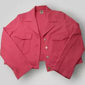 Anne Klein Rouge Red PINK Button Front Cropped Ponte STRETCH Knit Jacket - Picture 1 of 12