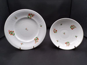 Set Vintage Japanese Lantern Floral  Lunch Plate & Saucer Ribbed Curved Edge F25 - Picture 1 of 11
