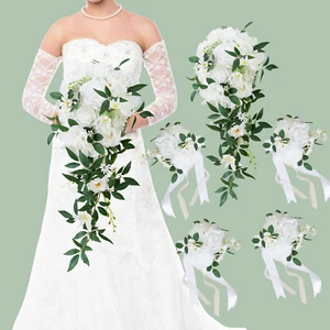 Wedding Bouquets for Bride, Set of 5, Bridesmaid Bouquet Artificial Flower Brida - Picture 1 of 7