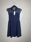 Womans Belle Poque Size Small Blue Short Sleeve Dress. New With Tags Retro Swing
