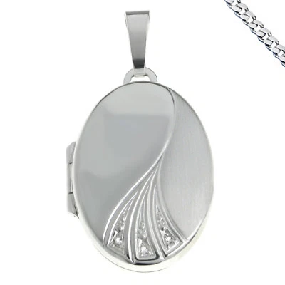 Medaglione Argento Amuleto Con 3 Zirconia Anche Collana E Incisione Z. B. Segno - Immagine 1 di 4