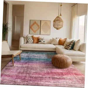  Abstract Area Rugs 8x10 Bedroom Soft Living Room Rugs 8‘x10’ Oslo Orchid - Picture 1 of 7