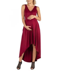24/7 Comfort Apparel Womens Size XL Fit N Flare High Low Maternity Dress Red - Picture 1 of 6