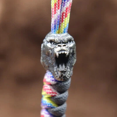 EDC Angry Gorilla Head Paracord Cuchillo Cordón de Cuentas Latón Negro Hágalo Usted Mismo Colgante Dije Foto 1 de 3