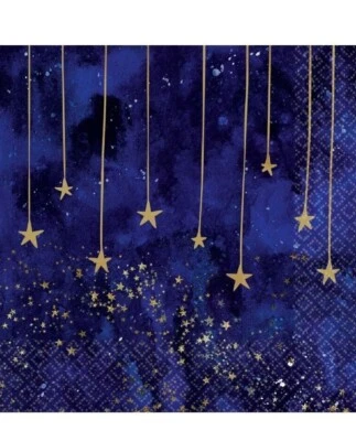 New Year's Party Paper Napkins  Midnight Design 2-Ply 16 Count Pack Square Stars - Image 1 of 4