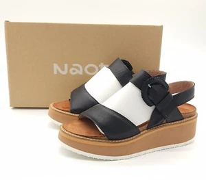 NAOT Crepe Black Soft Leather Platform Chunky Sandal Women's Size 7 - Picture 1 of 12
