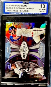 T. Cobb/ B. Harper 2019 Topps Chrome Baseball Greatness Returns #GRE-7 GEM MT 10