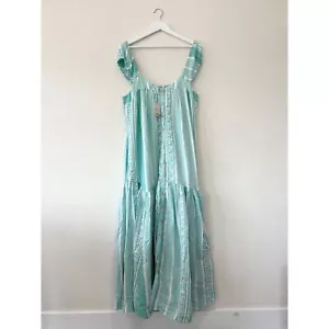 Free People Mabel Tiered Maxi Dress Size L Floral Folk Pockets Boho RRP £158 - Picture 1 of 10