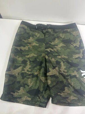 Hurley Boy Bermuda Board Shorts Youth Size 18 Waist 29 Green/Black Camo - Image 1 of 4