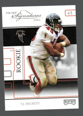 T.J. DUCKETT FALCONS - 2002 PLAYOFF PRIME SIGNATURES #65 RC - BECKETT SAMPLE - Image 1 of 2