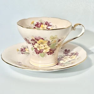 Juego de tazas y platillos de té Aynsley England Bone China Pink Pansies - Imagen 1 de 7