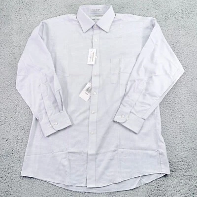 Camisa de vestir Van Heusen para hombre 16 32/33 Lare púrpura claro Geo Broadclot Foto 1 de 4