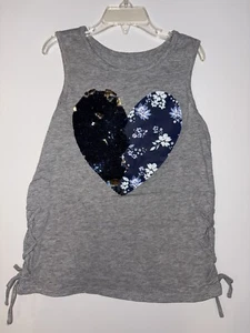 Girls Justice Gray “Heart” Sleeveless Shirt (Size 10) - Picture 1 of 5