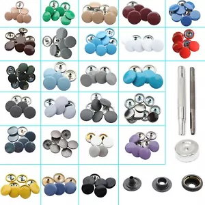 Press Studs Snap Fasteners 4 Parts With Fixing Hand Tool DIY for Clothing Bags - Picture 1 of 28