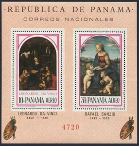 Panama 466c perf, imperf, MNH. Mi Bl.49-50. Works by Leonardo da Vinci, Raphael. - Picture 1 of 2