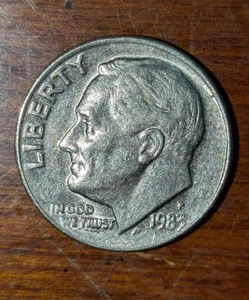 1983-P 10c Dime Rpm Grease Filled Struck Through Grease NEAR Full Bands - Picture 1 of 16