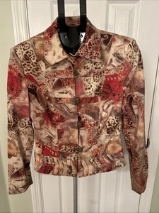 Vintage Alberto Makali Multi Animal Print Messing Knopf & Haken gepolsterte Schultern - Bild 1 von 11