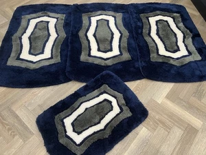 ROMANY GYPSY WASHABLES GERMAN MATS SET OF 4 RUGS NAVY/BLUE  2025 30MM DELUXE MAT - Picture 1 of 12