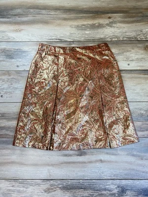 Falda forrada plisada dorada metálica con cremallera trasera Ellen Tracy para mujer talla 10 Foto 1 de 4