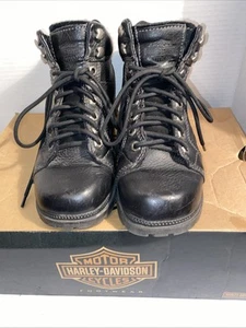 Harley-Davidson Leather Lace-up Chukka Biker Boots Black Women's Size 7 .5 - Picture 1 of 8
