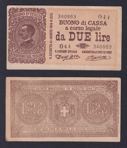 Italia 2 lire Vittorio Emanuele III° 1914 P.-37a (Falso d'Epoca) FDS-/UNC- - Picture 1 of 1