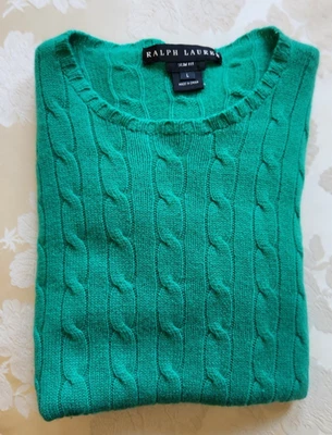 Suéter Ralph Lauren Etiqueta Negra Mujer Cachemira Verde Kelly Grande Foto 1 de 4