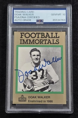 DOAK WALKER Signed Football Card-HALL OF FAME-DETROIT LIONS-PSA 10 Auto - Image 1 of 4