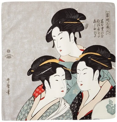  Furoshiki Wrapping Cloth 48cm Sumida River Kansei Three Beauties  Made in Japan - Image 1 of 2