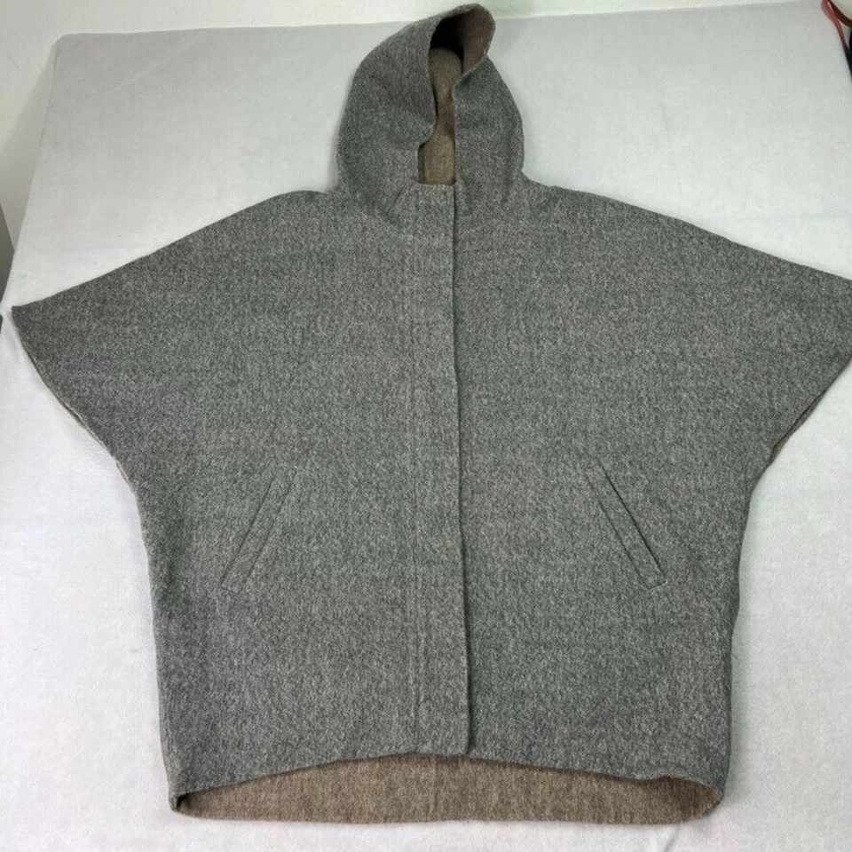 Capa Abrigo Eileen Fisher Mujer Pequeña Gris Taupe Lana Alpaca Gran Tamaño Lagenlook Foto 1 de 4